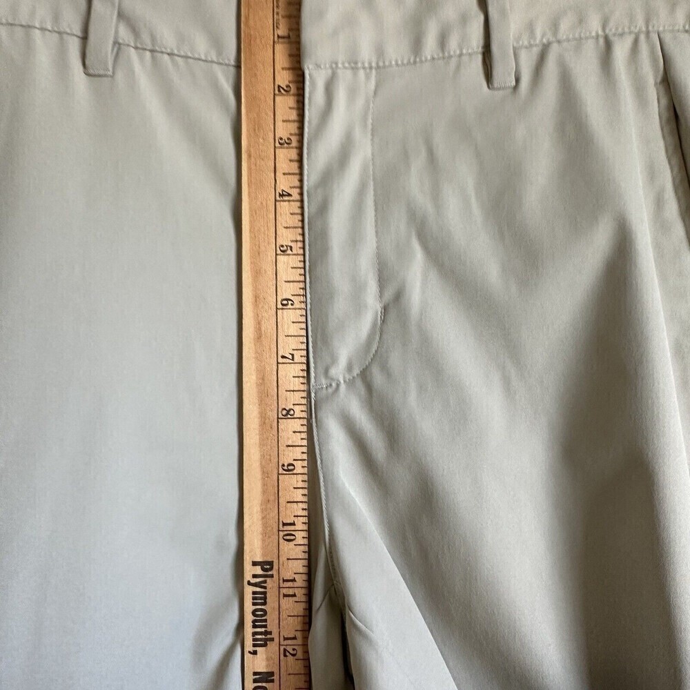 Adidas Golf Pants Mens 34 Beige Performance Stretch 3-Stripe Flat Front Chinos - Picture 12 of 16